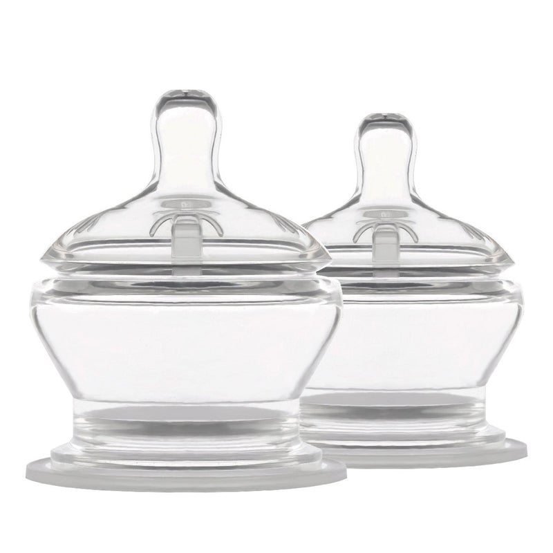 PopYum حلمات بوب يام المرحلة 4 بتدفق سريع جداً مضادة للمغص، عبوة 2، 9+ أشهر 100% سيليكون ناعم بديل لحلمة زجاجة تشبه الثدي - Image 1